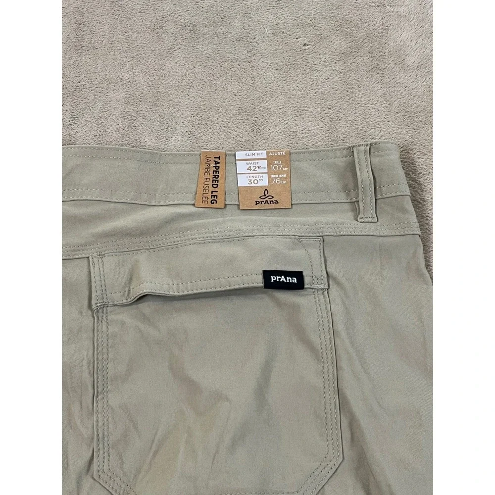 Prana Stretch Zion Slim PantII Men's 42x30 Sandbar Beige Tapered Cargo $95 NEW